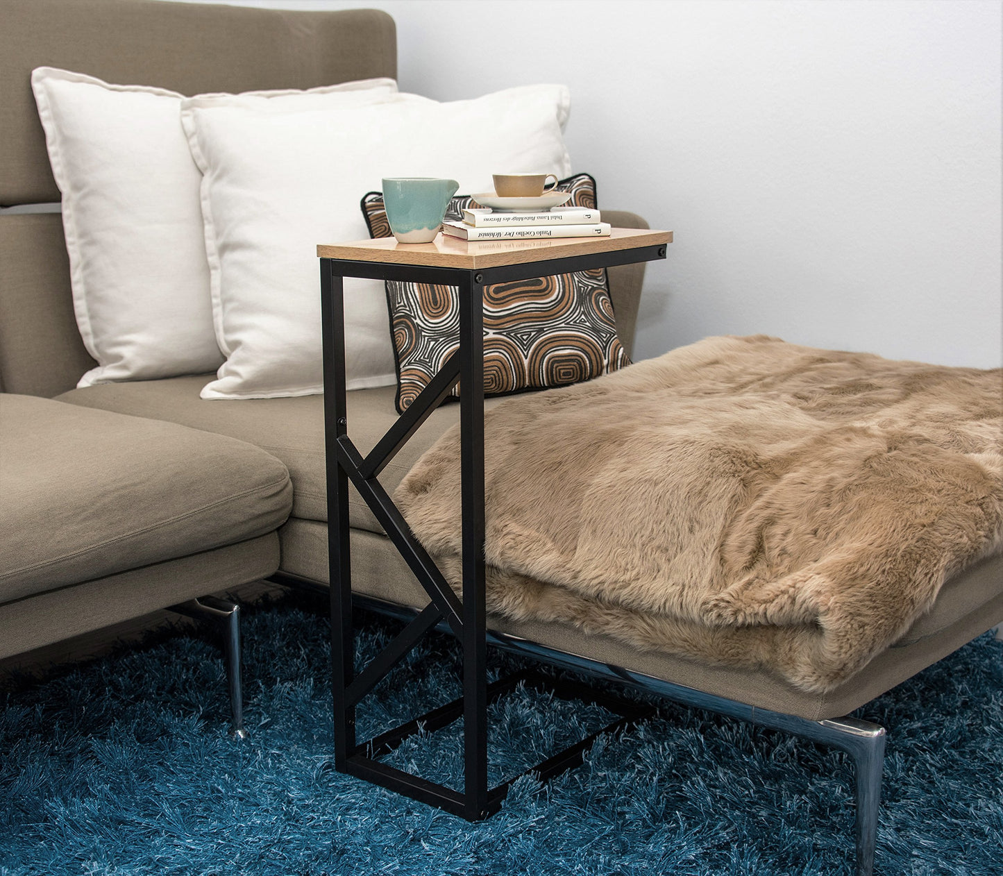 bonVIVO Modern Coffee Table Stainless Steel Frame Black