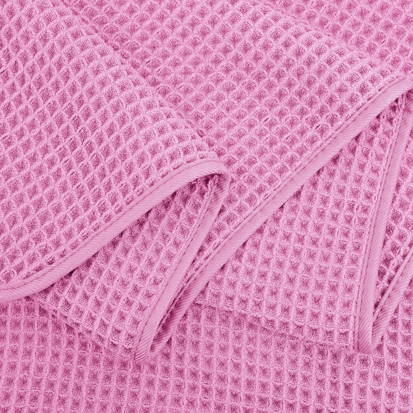 POLYTE Microfibre Oversize Quick Dry Lint Free Bath Towel, 152 x 76 cm, 4 Pack (Pink, Waffle Weave)