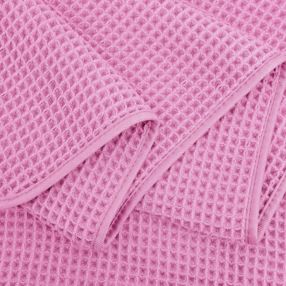 POLYTE Microfibre Oversize Quick Dry Lint Free Bath Towel, 152 x 76 cm, 4 Pack (Pink, Waffle Weave)