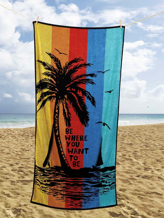 Rapport Home Ultra Absorbent Tropical Palm Tree Beach Towel