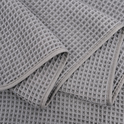 POLYTE Microfibre Quick Dry Lint Free Bath Sheet, 89 x 178 cm, Set of 2 (Gray, Waffle Weave)