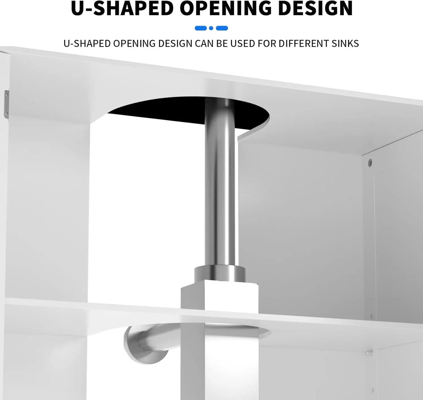 White Under Sink Bathroom Cabinet Free Standing Cabinets, Bathroom Basin Tall Cabinet with Double Doors, Floor Standing Storage Cupboard Basin Unit with Compartment Adjustable Shelf, 60 * 60 * 30cm