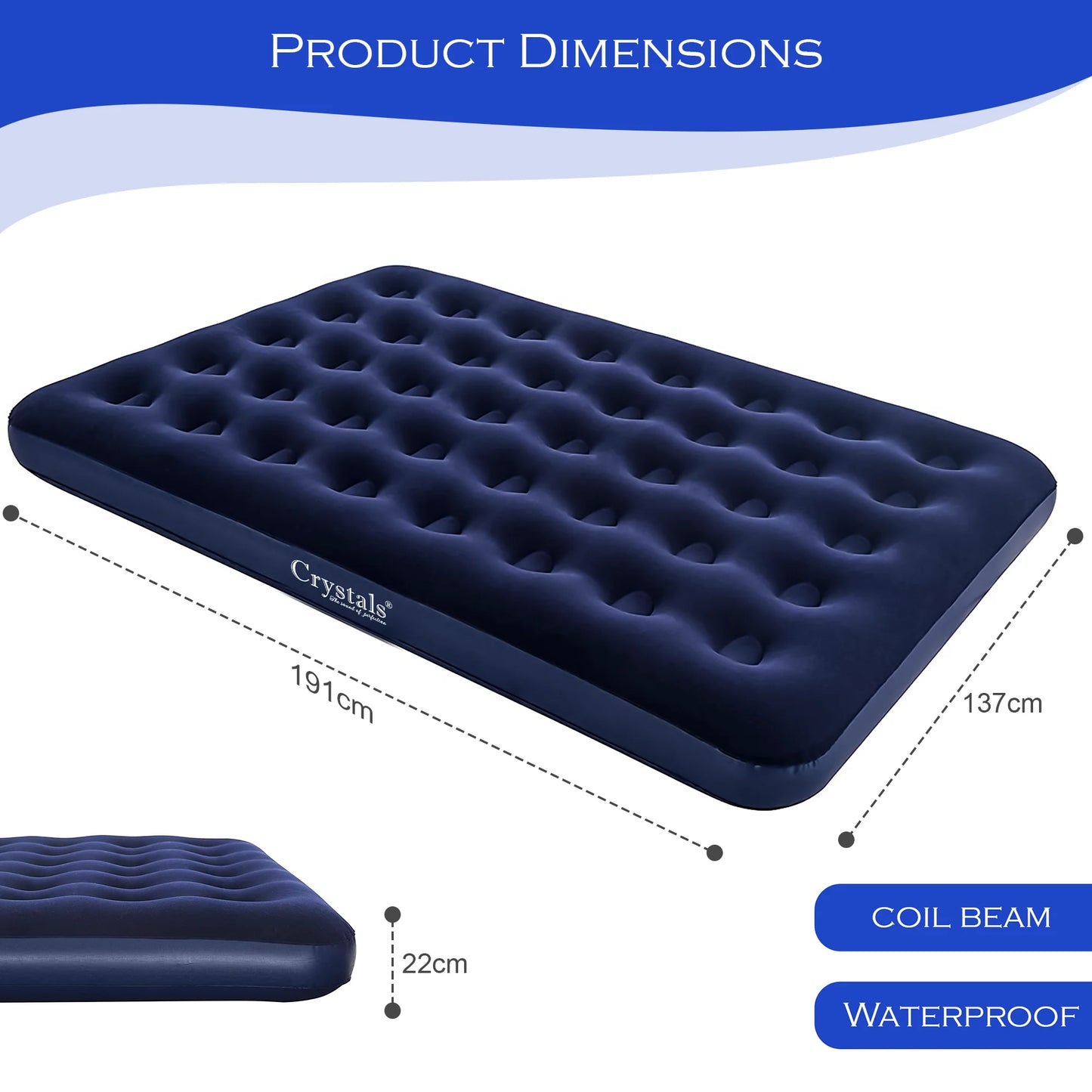 Double Flocked Camping Airbed Inflatable Mattress Blow Up Air Bed