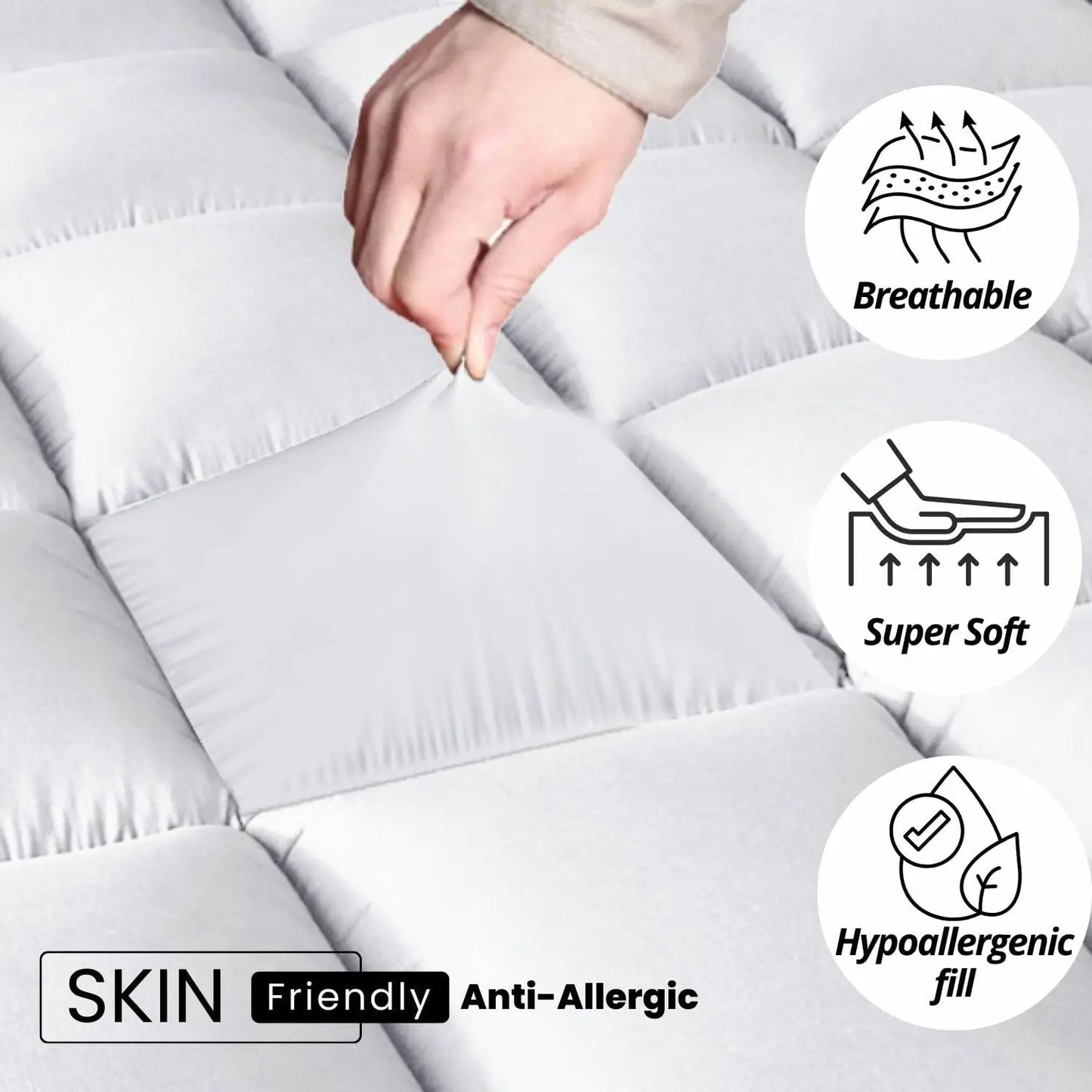 Hotel Collection 10cm Microfiber Mattress Topper Super Soft Box Stitched Bed Topper Extra Deep Bounce Back Mattress Enhancer Wit
