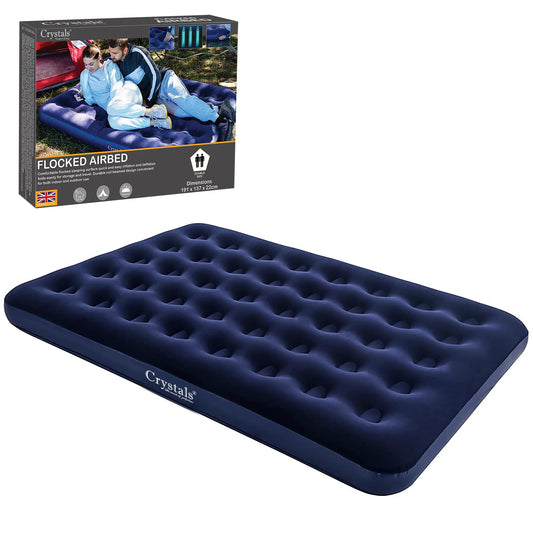 Double Flocked Camping Airbed Inflatable Mattress Blow Up Air Bed