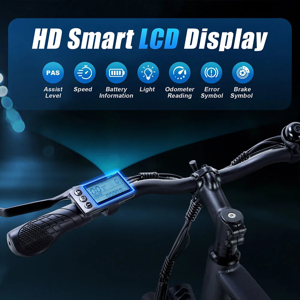 TWOFISH TF-1 Electric Bike, 250W 36V 15Ah Battery, 26" Tires, 25km/h Max Speed, 100km Max Range, Disc Brakes, Front Suspension