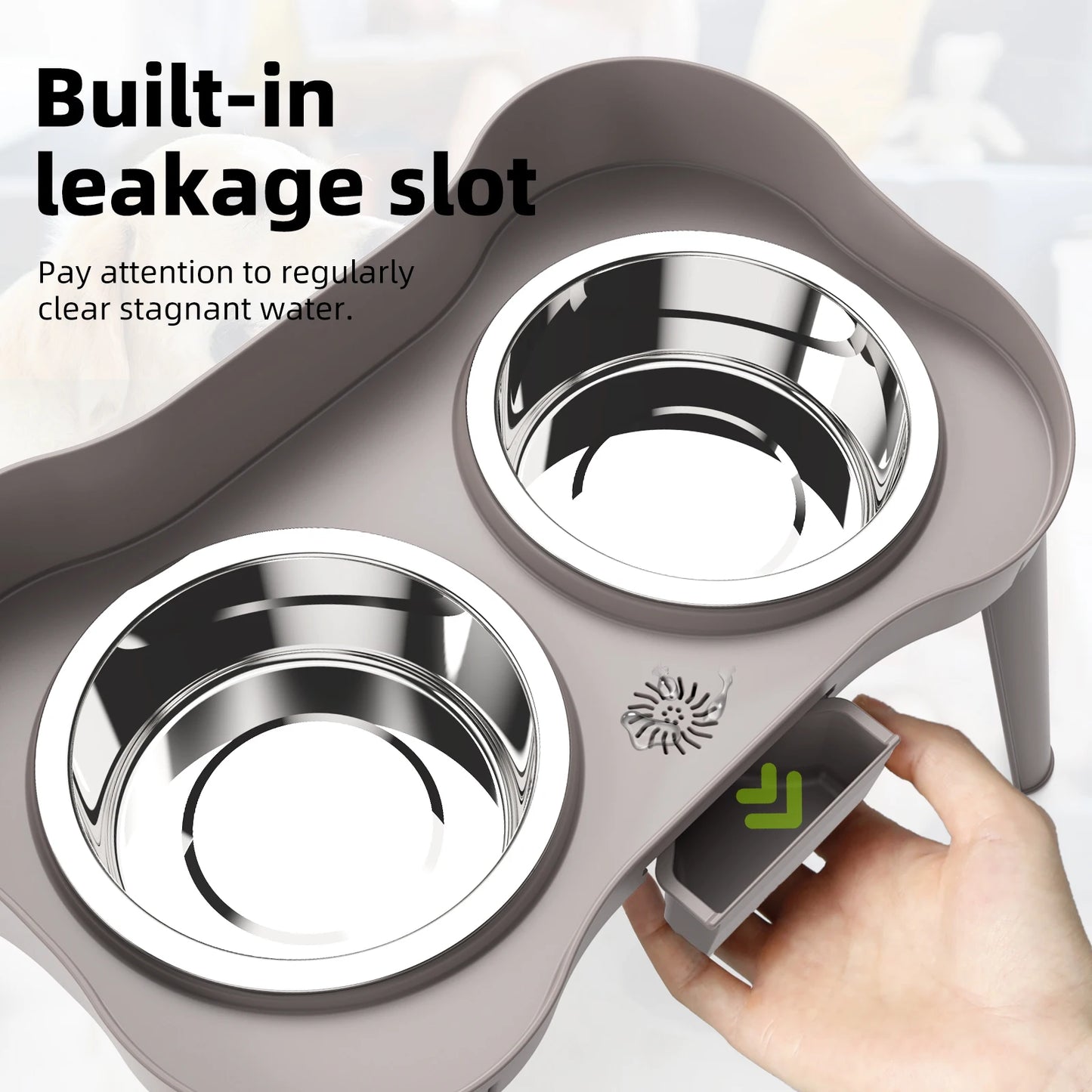 Elevated Dog Bowl Holder, Adjustable Non-Slip Waterproof Gradual Collection Stainless Steel Pet Feeder for Dogs and Cats