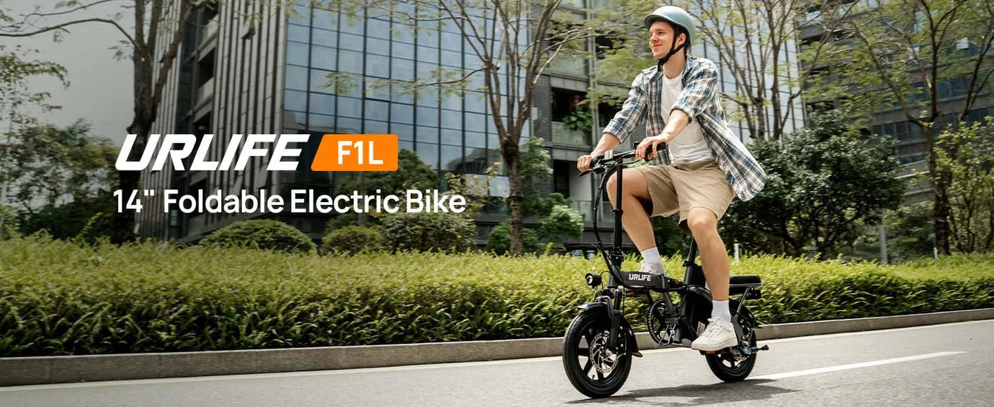URLIFE 14 Inch Folding E-Bike 48V 7.5Ah 500W Power Removable & Fast Charge 40 Miles Hydraulic Front Suspension Dual Disc Brakes