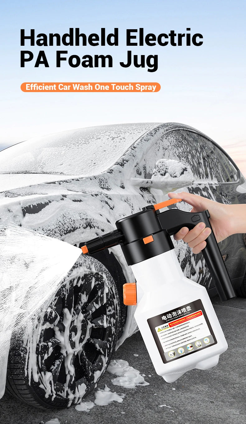 LEIBOO 2L Powerful Electric Foam Sprayer Car Wash Snow Foam Spray Bottle Rechargeable Auto Wash Sprayer Can Car Accessories