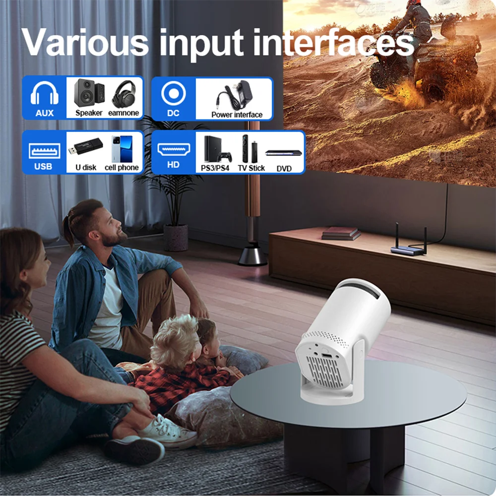 Portable HD Projector Mini Wireless Smart Phone Projector WiFi6 Auto Keystone 180°Flexible LED Video Projector For Home Theater