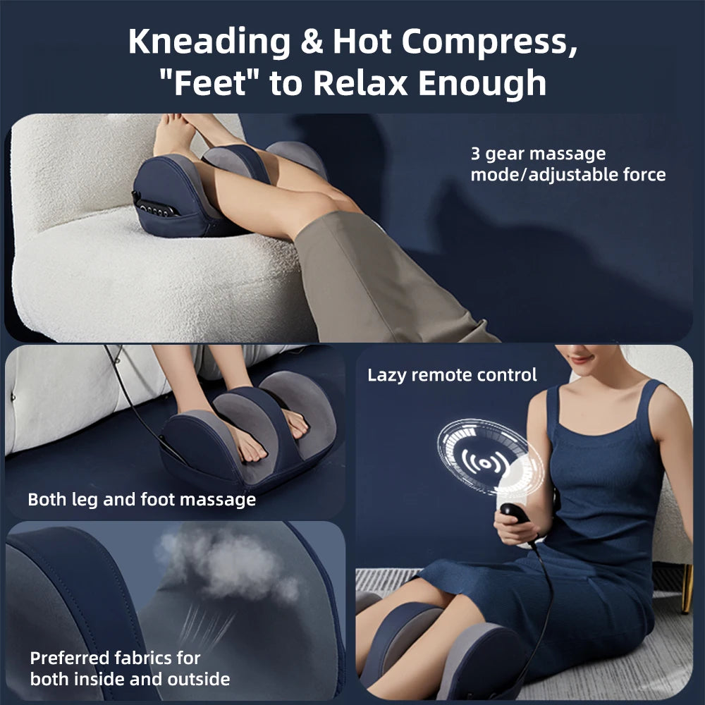 Electric Foot Massager Hot Compression Shiatsu Kneading Roller Foot Deep Tissue Massage Muscle Relaxation Pain Relief Massager