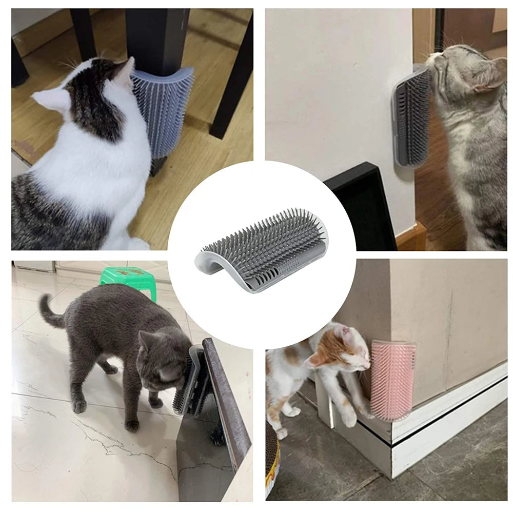 4X Cat Self Groomer Brush Wall Corner Grooming Brush Massage Hair Comb Scratcher