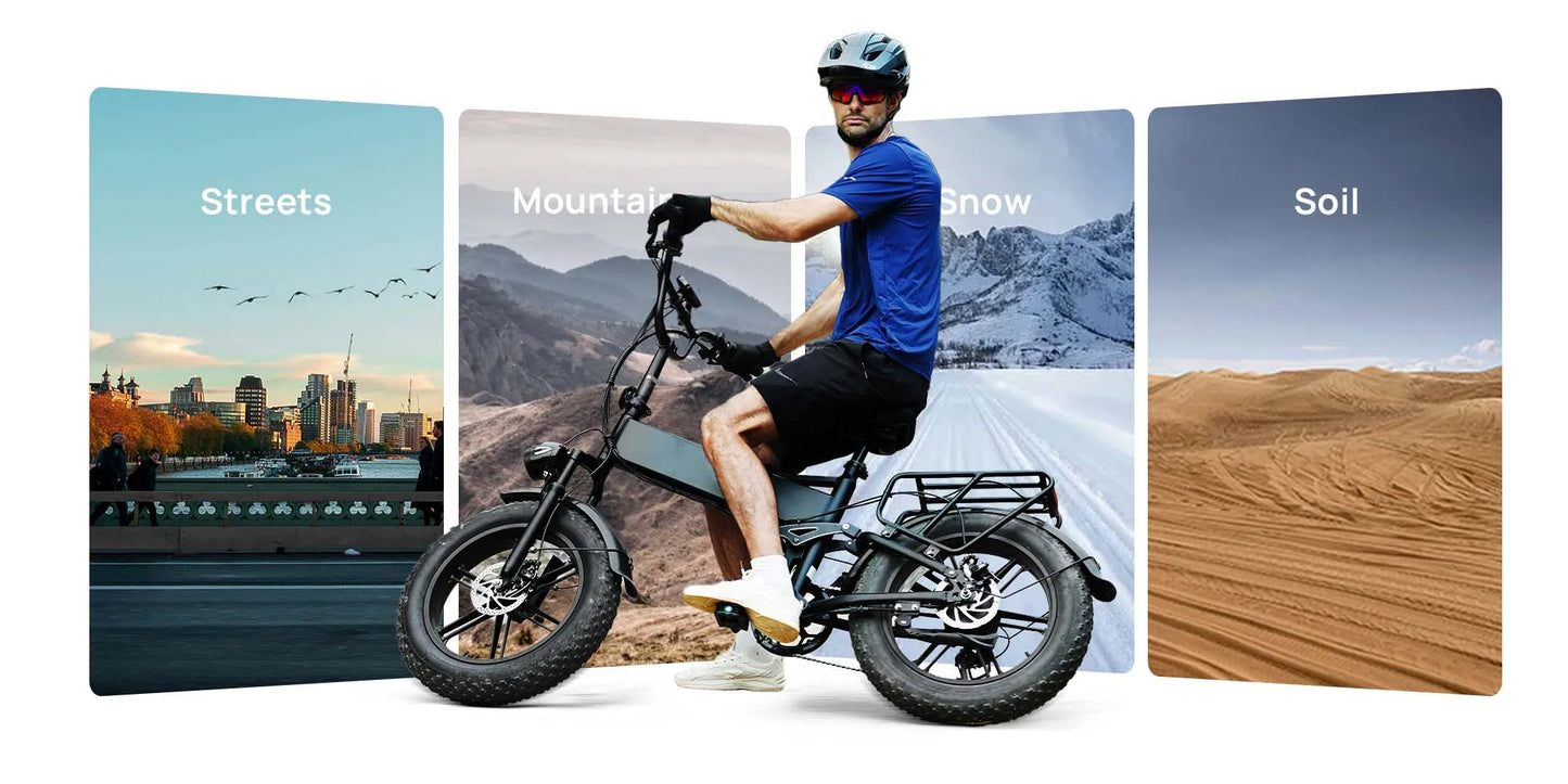 Urlife T5 Electric Bike 1500W E-Bike 48V 13Ah Battery 28MPH 100Mile Range 20X4" Fat Tire Free Shipping Foldable and portable