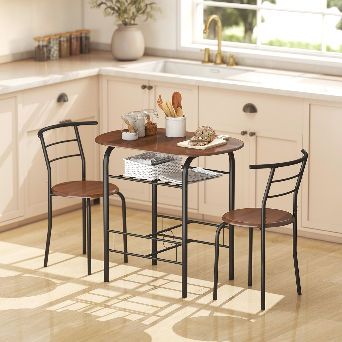 HOMCOM Three-Piece Compact Dining Set - Natural