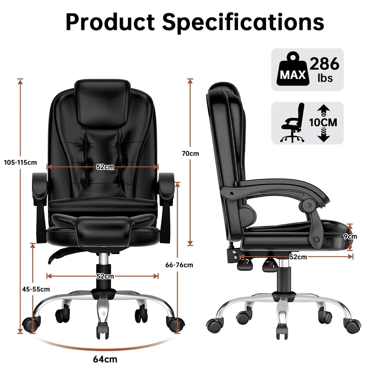 Executive Office Chair High Back Desk Chair Ergonomic Recliner Computer Chair Gaming Chair for Home Office Working