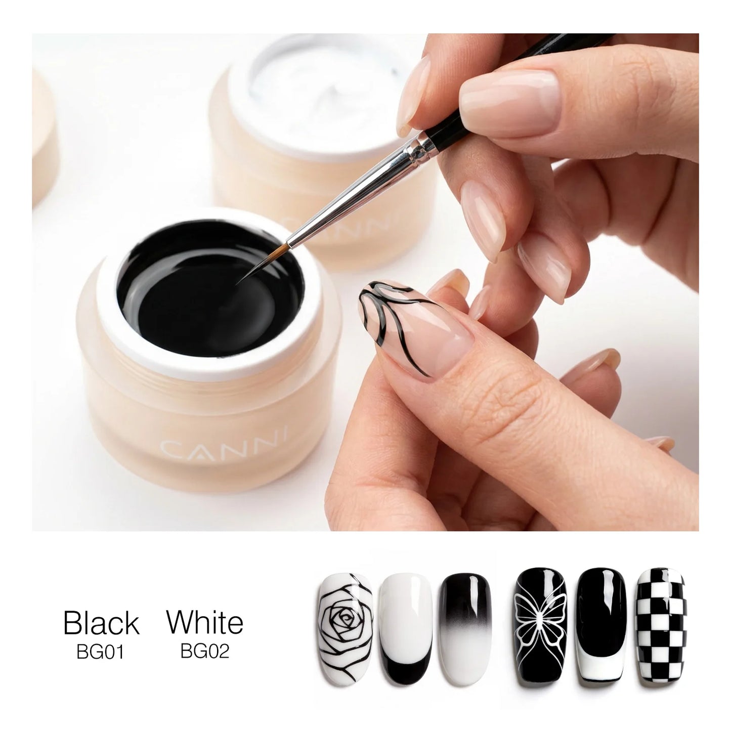 CANNI 10g No-Wipe 5-in-1 Plaster Gel HEMA TPO FREE Nail Art Functional Gel White Black Nail Painting Relief Pattern DIY Manicure
