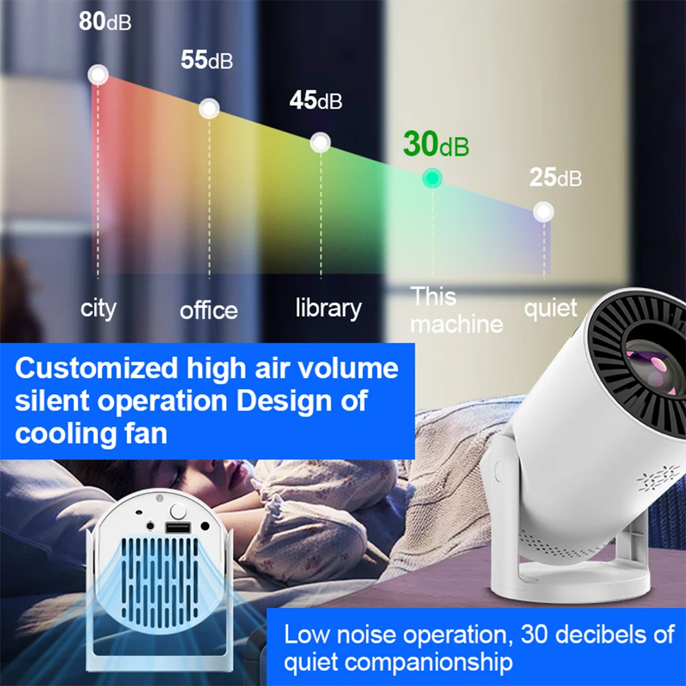 Portable HD Projector Mini Wireless Smart Phone Projector WiFi6 Auto Keystone 180°Flexible LED Video Projector For Home Theater