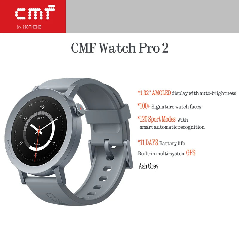 CMF by Nothing Watch Pro 2 Smartwatch with 1.32’’ AMOLED display, 11 days battery life, Bluetooth calls with AI noise reductio