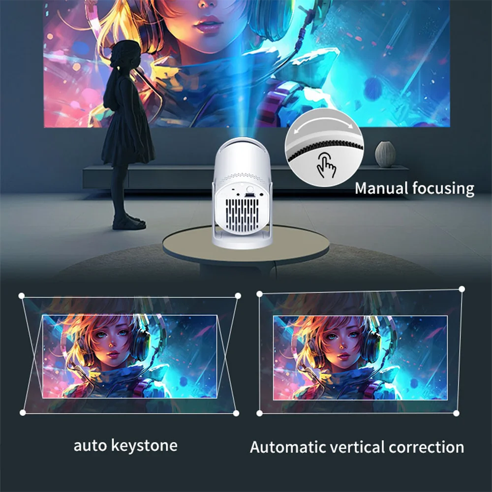 Portable HD Projector Mini Wireless Smart Phone Projector WiFi6 Auto Keystone 180°Flexible LED Video Projector For Home Theater