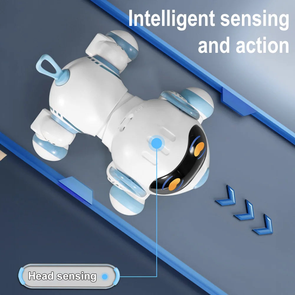 Smart Interactive Robotic Dog Simulated Walking Sound Light Music Electronic Voice Command Programmable RC Stunt Dog Kids Toy