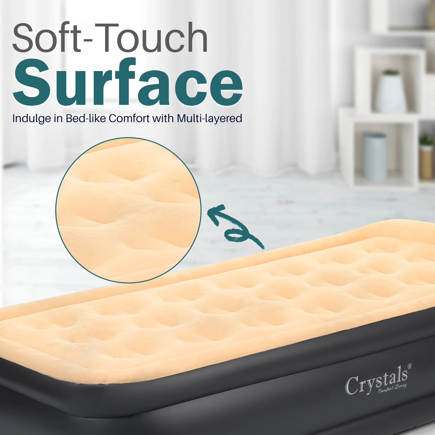 High-Rise Luxury Single Air Bed with Built-In Electric Pump