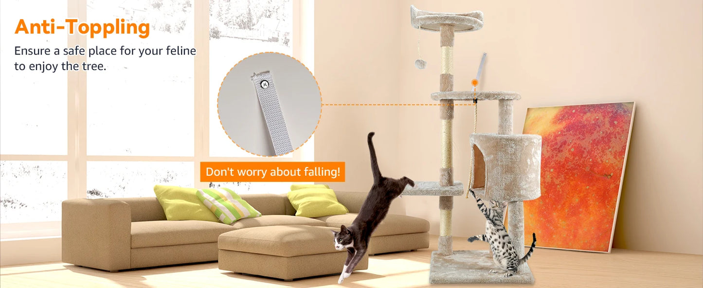 Cat Tree Multi-Level Tower Condo Scratching Post Kitten Toy Cozy Condo Climb Furniture Climbing Tower Activity Centre for Cats