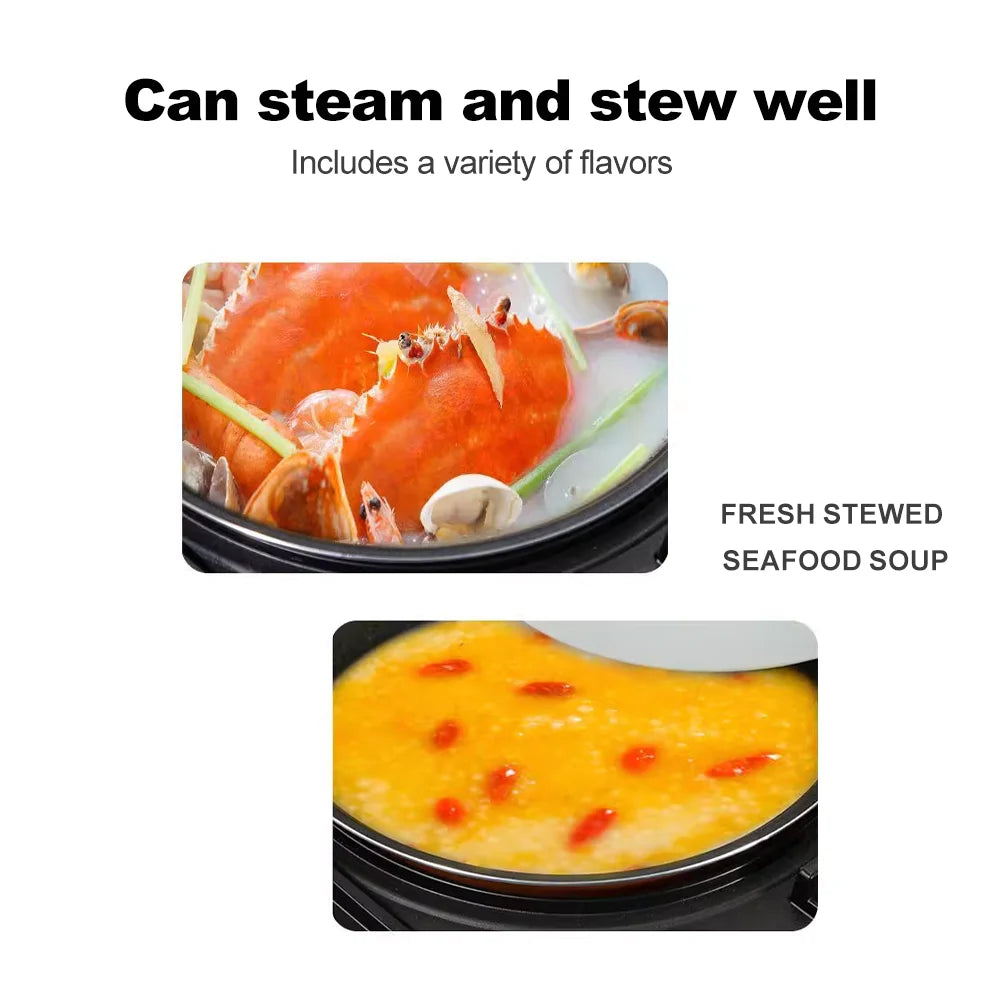 5L Electric Rice Cooker Multi-functional with Steamer Non-Stick Inner Pot 1000W 24H Keep Warm LCD Display for Home Kitchen