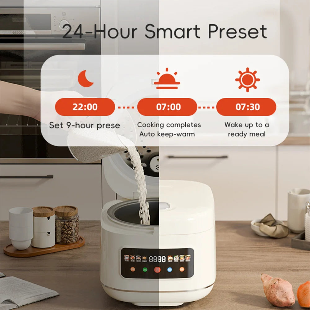 5L Electric Rice Cooker Multi-functional with Steamer Non-Stick Inner Pot 1000W 24H Keep Warm LCD Display for Home Kitchen