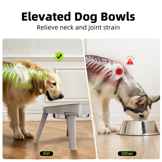 Elevated Dog Bowl Holder, Adjustable Non-Slip Waterproof Gradual Collection Stainless Steel Pet Feeder for Dogs and Cats