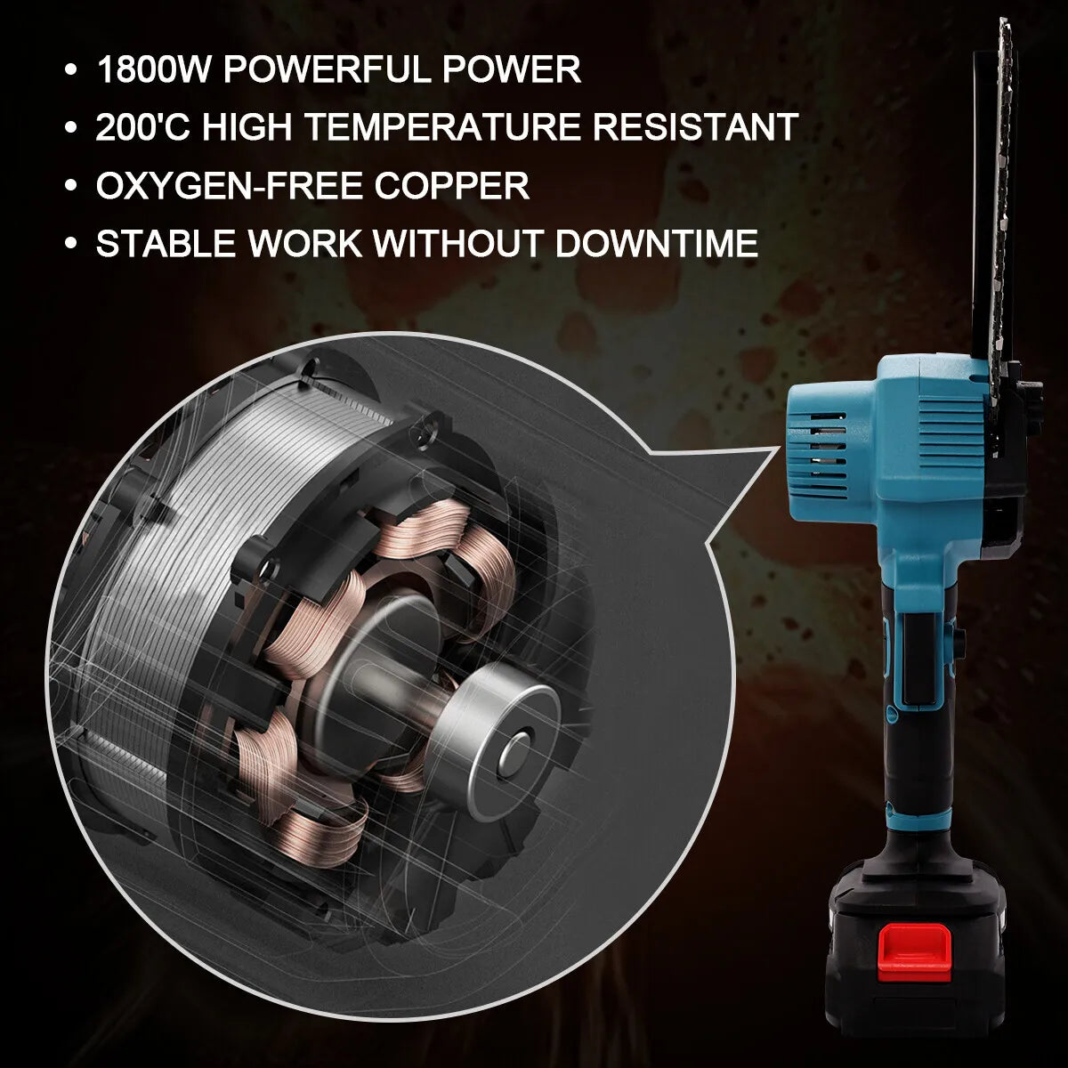 4000W Cordless Mini Chainsaw, 6 Inch One-Hand Electric Wood Cutter with 2 Rechargeable Batteries for Garden Pruning & Wood Cutting