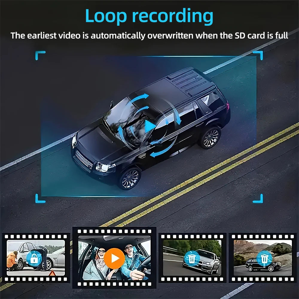 HD 1080P 3-Lens Car Camera 3 Channel Car DVRs Inside Vehicle Dash Cam Video Recorder Night Vision Dashcam With 32GB Memory Card