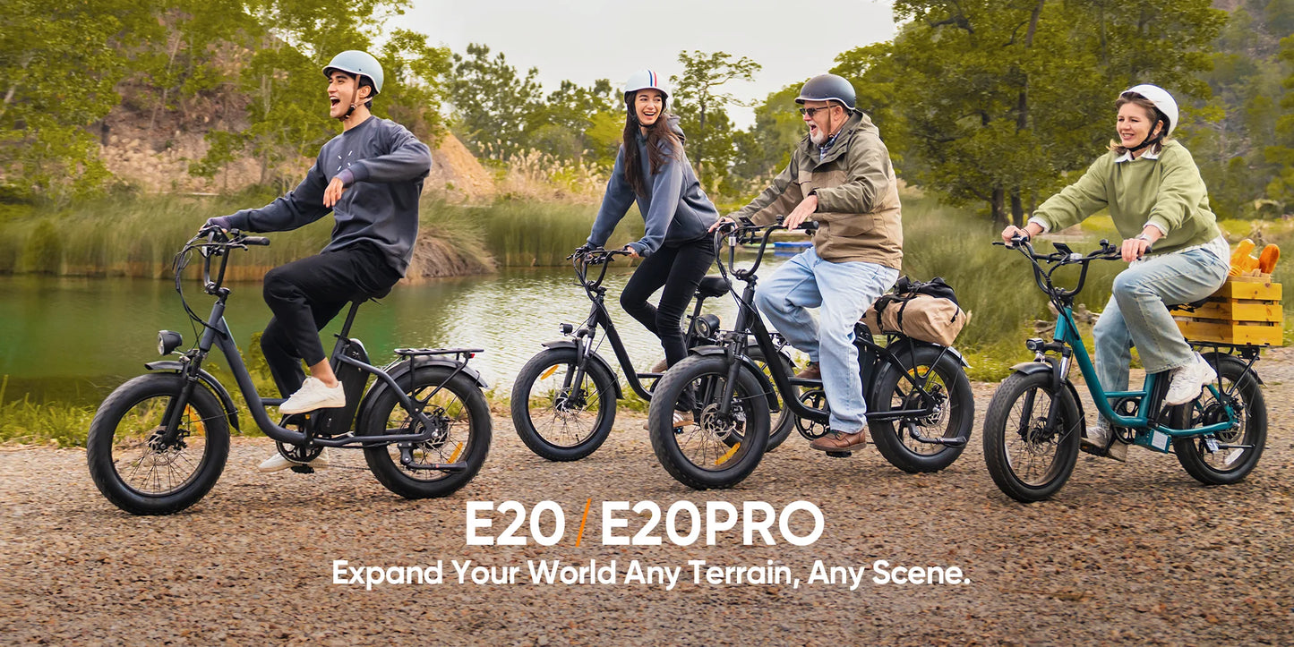 Urlife E20 Pro 1500W E-Bike Commuter 20x4" Tires 48V Removable LCD Display Speed 7-Speeds Hydraulic Disc Brakes For Adults