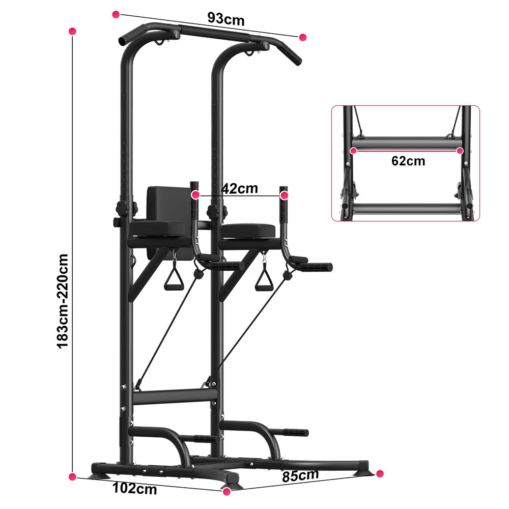 Power Tower Dip Station Pull Up Bar Adjustable Multi-Function Power Tower Abdominal Exercise for Home Fitness Workout Equipment