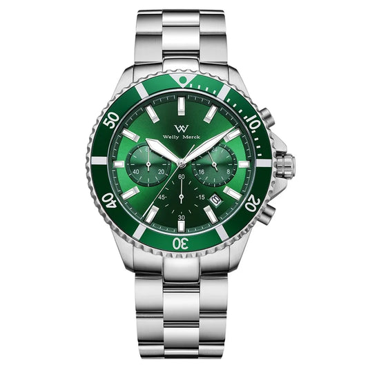 WM Watch Quartz Watches Multifunction Casual Business 200M Water Resistant Sapphire Crystal Aluminum Bezel WellyMerck Watch 184M