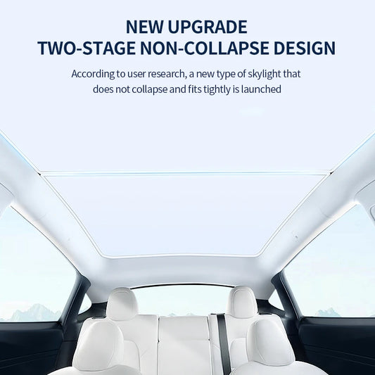 2PCS For Tesla Model 3/Y/3 Highland/Y Juniper Ice Cloth Buckle Shades for Glass Roof Front & Rear Sunroof Skylight Sunshade