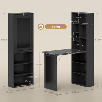HOMCOM Three-Part Work Desk, with Storage and Chalkboard - Black