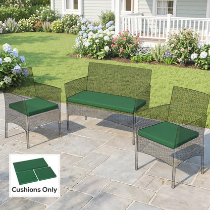 Outsunny Outdoor Seat Cushion Pads for Rattan Furniture, 3 PCs Garden Furniture Cushions, Green