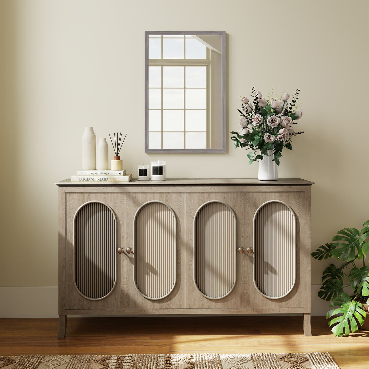 HOMCOM Wall Bathroom Mirror, 40 x 60 cm Wall-Mounted Mirror for Living Room, Bedroom, Hallway, Grey