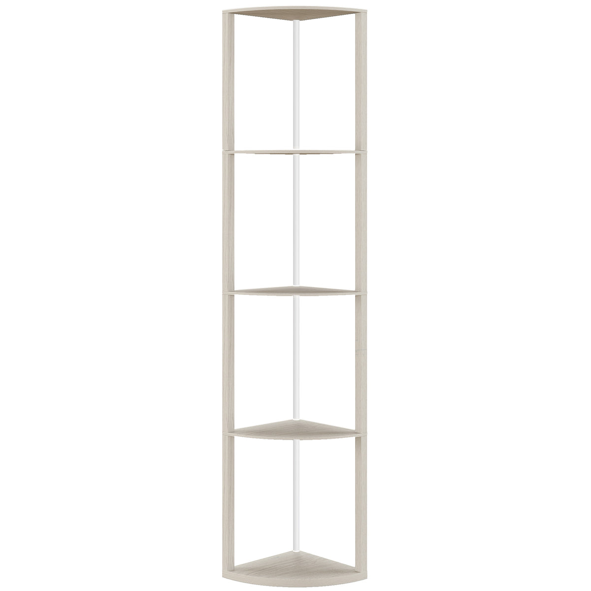 HOMCOM RGB LED Floor Lamp with Shelves, 4-Tier Dimmable Standing Lamp with Remote Control, Oak