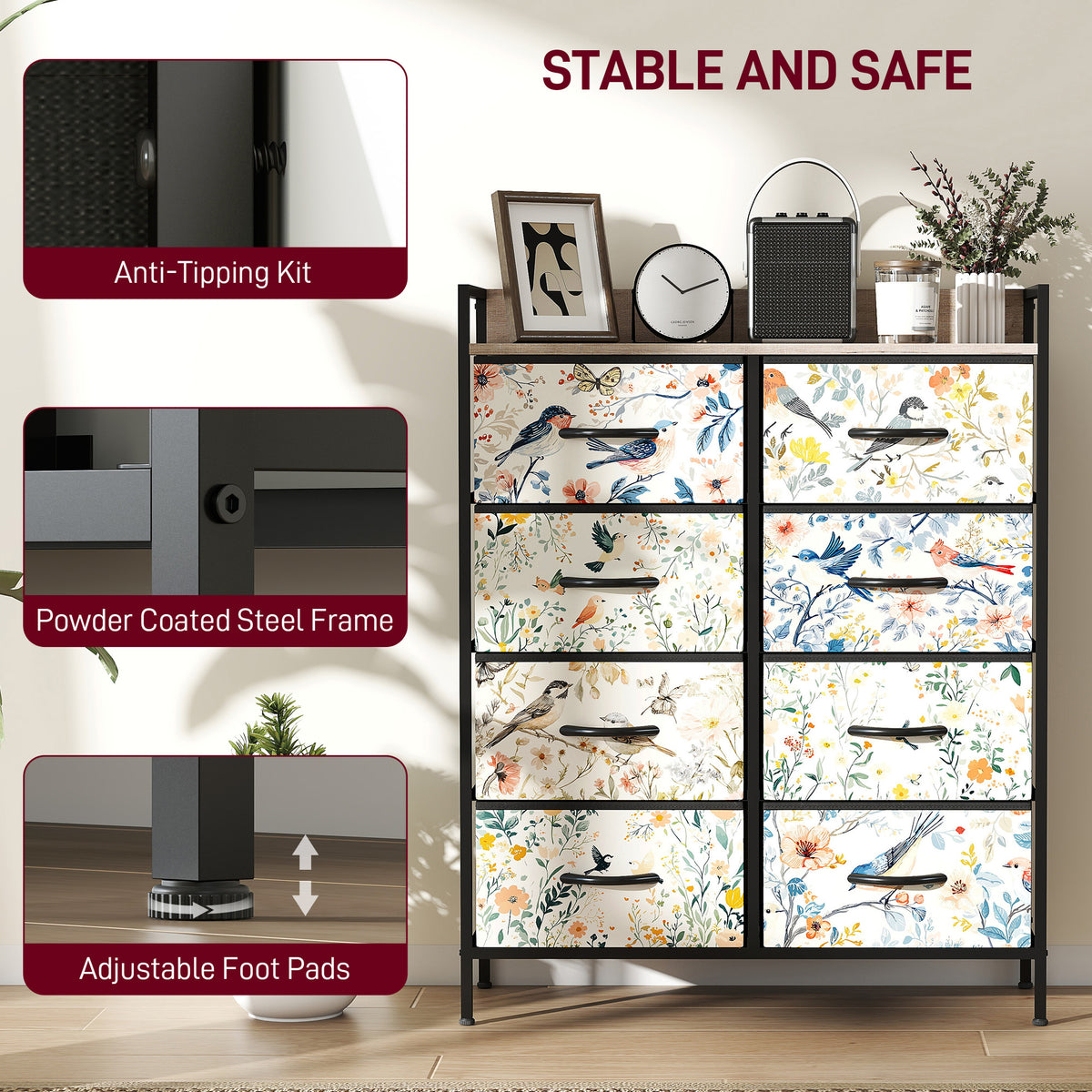 HOMCOM 8-Drawer Chest of Drawers - White