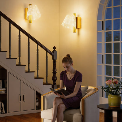 HOMCOM Led Wall Lamp 2 Pack, 5W Modern Indoor Starry Wall Light, Colour Temperature Adjustable 3000K/4000K/6500K, for Bedroom, Living Room, Hallway, Stairs, Gold Tone
