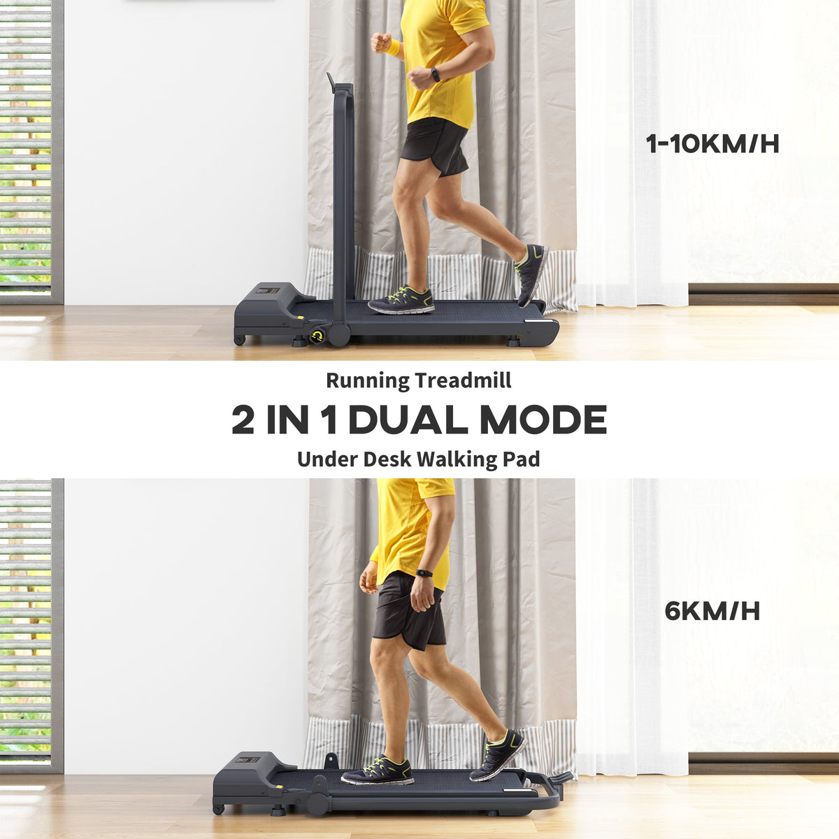 HOMCOM Walking Pad Treadmill, Folding Under Desk Treadmill, 1-10km/h, with Remote Control, Black