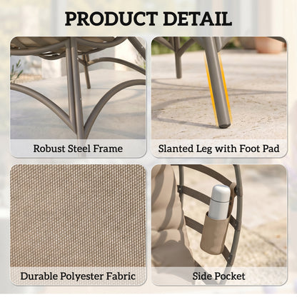 Outsunny Egg Chair with Cushion & Side Pocket - Sand