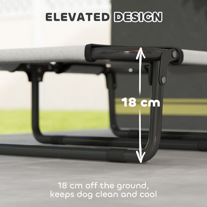 PawHut Portable Raised Dog Bed, Elevated Pet Cot with Breathable Mesh for Indoor Outdoor, for Small Medium Dogs, Light Grey