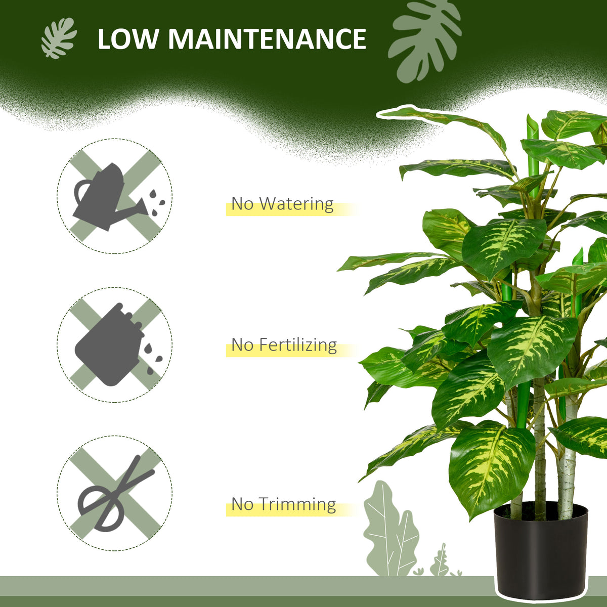 HOMCOM Faux Rose Plants, with Pots