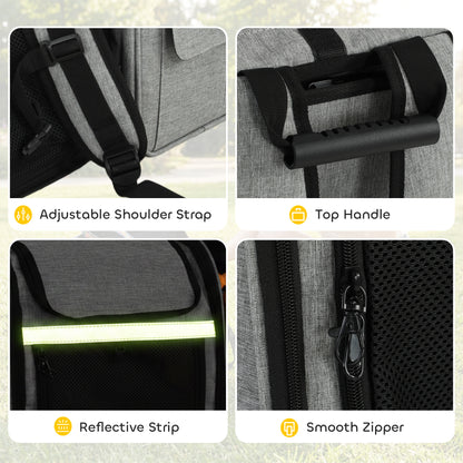 PawHut Dog Carrier Backpack Expandable, Breathable Pet Carrier Bag for Small Puppy Cat with Reflective Strip for Travel Hiking