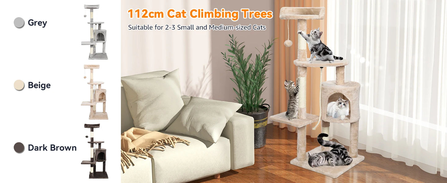 Cat Tree Multi-Level Tower Condo Scratching Post Kitten Toy Cozy Condo Climb Furniture Climbing Tower Activity Centre for Cats