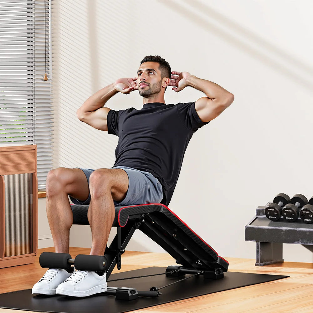 Adjustable Weight Bench with Resistance Bands Folding Weight Bench for Full Body Workout Home Quick Folding Versatile