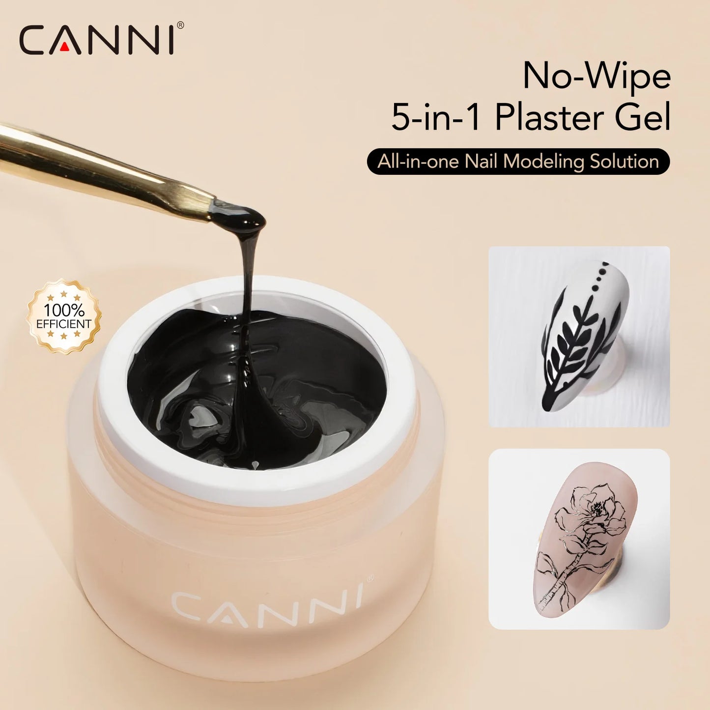 CANNI 10g No-Wipe 5-in-1 Plaster Gel HEMA TPO FREE Nail Art Functional Gel White Black Nail Painting Relief Pattern DIY Manicure