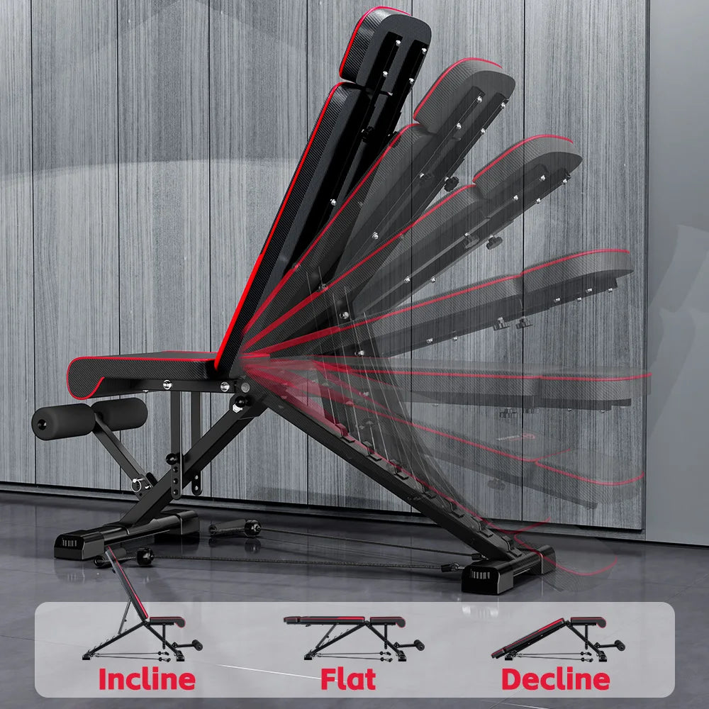 Adjustable Weight Bench with Resistance Bands Folding Weight Bench for Full Body Workout Home Quick Folding Versatile